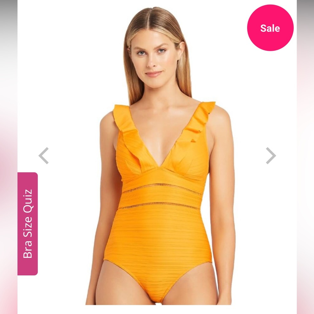 Sea Level Casablanca Frill One Piece Swimsuit Sunflower - EUC Sz 6